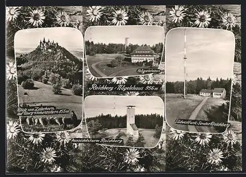 AK Raichberg, Südwestfunk-Radiosender, Aussichtsturm, Burg Hohenzollern