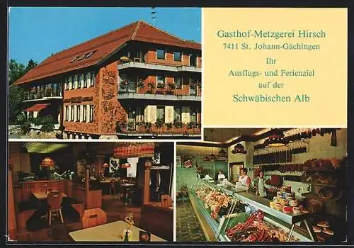 AK St. Johann-Gächingen /Schwäbische Alb, Gasthof-Metzgerei Hirsch