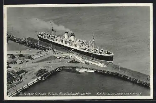 AK Cuxhaven-Duhnen, Amerikadampfer am Pier