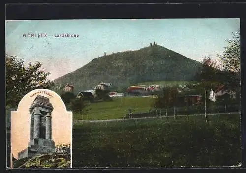 AK Görlitz, Bismarcksäule auf der Landskrone