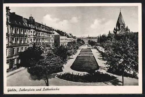 AK Görlitz, Lutherplatz und Lutherkirche