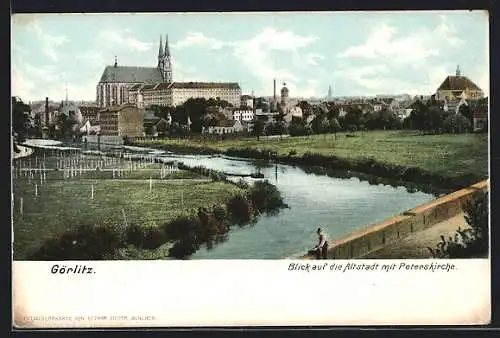 AK Görlitz, Blick auf Altstadt und Peterskirche