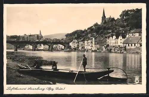 AK Saarburg, Teilansicht mit Kirche und Brücke