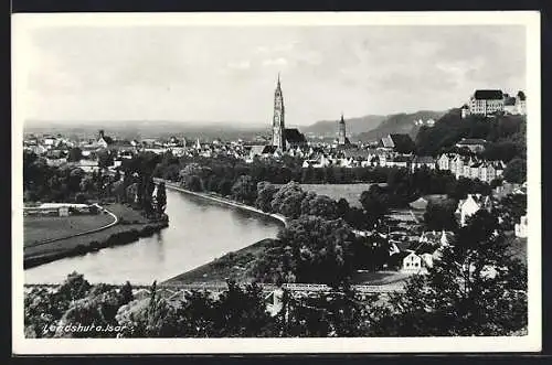 AK Landshut a. d. Isar, Gesamtansicht aus der Vogelschau