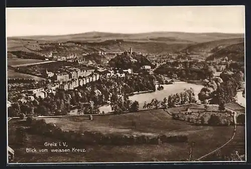 AK Greiz i. V., Blick vom weissen Kreuz