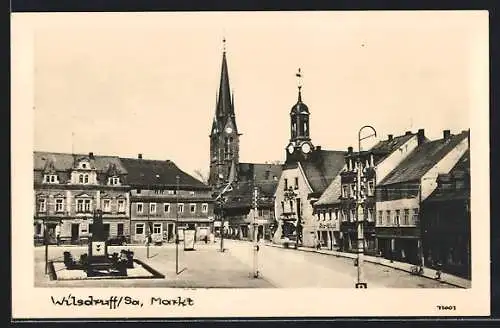 AK Wilsdruff, Markt mit Denkmal