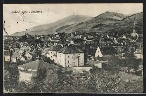 AK Bensheim /Bergstrasse, Gesamtansicht mit Höhenzug