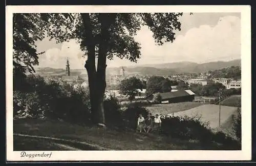 AK Deggendorf, Ortsansicht von einer Anhöhe