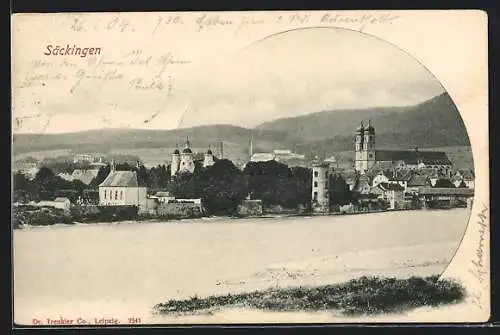 AK Bad Säckingen, Totalansicht mit Kirche