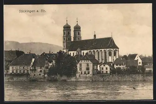 AK Bad Säckingen, Teilansicht mit Kirche