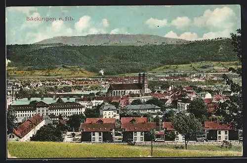 AK Säckingen a. Rh., Teilansicht mit Kirche