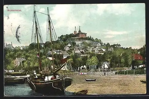 AK Hamburg-Blankenese, Ortsansicht mit Strandpartie