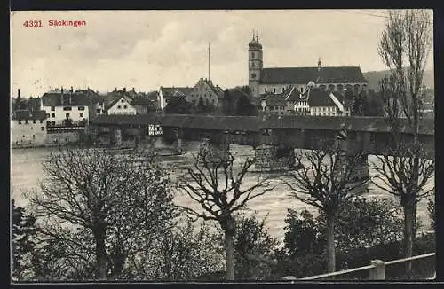 AK Säckingen, Kirche und Rheinbrücke