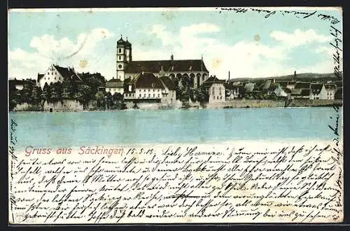 AK Bad Säckingen, Blick auf die Kirche