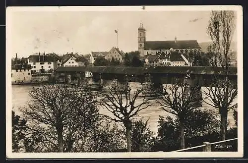 AK Säckingen, Teilansicht mit Kirche und Brücke