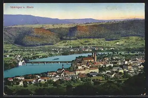 AK Säckingen a. Rhein, Teilansicht mit Kirche