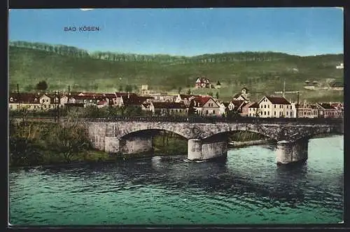 AK Bad Kösen, Flusspartie mit Brücke