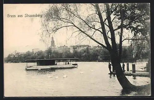 AK Strausberg / Mark, Stadtblick vom See aus gesehen