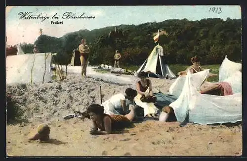 AK Hamburg-Blankenese, Strandleben im Freibad Wittenberge