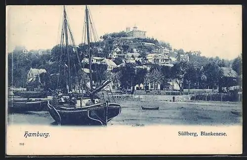 AK Hamburg-Blankenese, Segelschiffe vor dem Süllberg