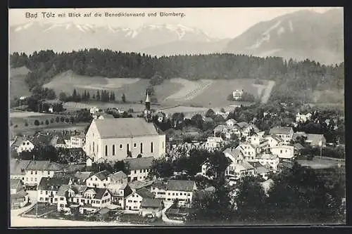 AK Bad Tölz, Panorama mit Blick auf die Benediktenwand und Blomberg