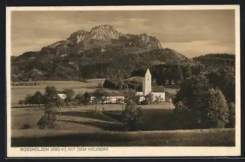 AK Rossholzen, Totale mit Kirche und Heuberg