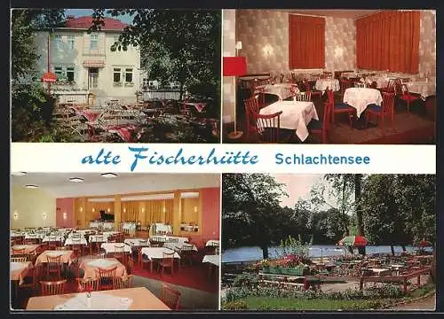 AK Berlin-Schlachtensee, Restaurant Alte Fischerhütte, Aussen- u. Innenansichten, Bes. G. Zimmer