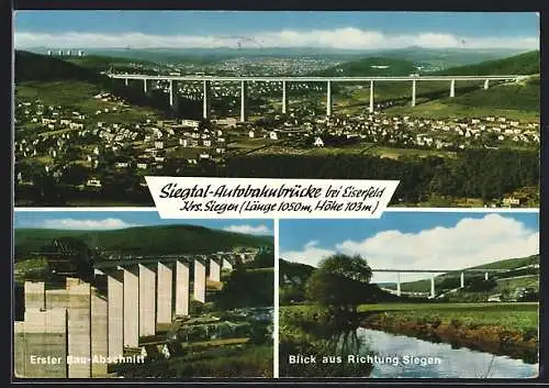 AK Siegtal-Autobahnbrücke, Totale und erster Bauabschnitt