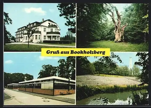 AK Bookholzberg, Ansichten aus der Ortschaft mit Enten im Teich