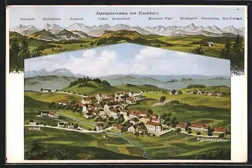 AK Eisenharz, Ortsansicht mit Alpenpanorama, Bauernalp, Falken, Mittagspitze