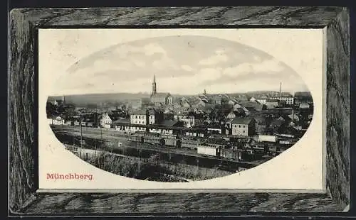 AK Münchberg / Obfr., Ortsansicht, Bahnhof
