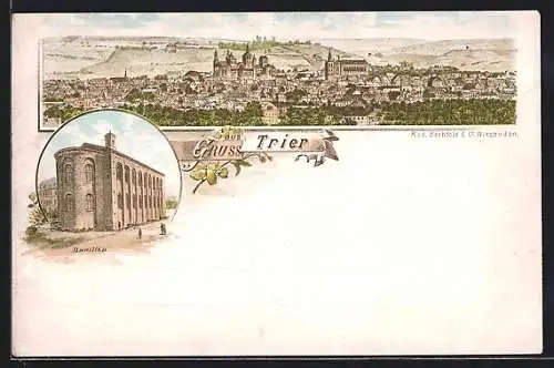 Lithographie Trier, Die Basilika, Gesamtansicht