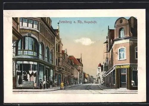 AK Homberg a. Rhein, Auguststrasse mit Geschäften