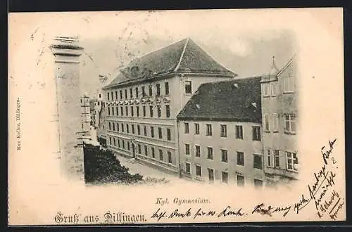 AK Dillingen / Donau, Strassenpartie am Kgl. Gymnasium