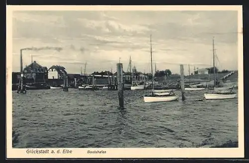 AK Glückstadt a. d. Elbe, Segelboote am Bootshafen