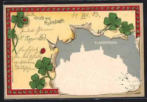 Präge-AK Kulmbach, Plassenburg im Kleeblatt-Passepartout