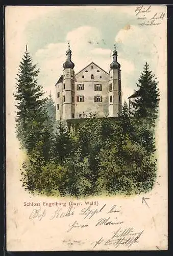 Künstler-AK Eugen Felle: Engelburg /bayr. Wald, Blick zum Schloss