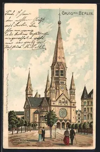 Lithographie Berlin-Charlottenburg, Kaiser Wilhelm-Gedächtniskirche