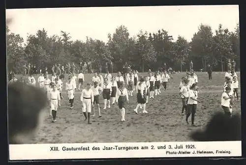 AK Freising, XIII. Gauturnfest des Isar-Turngaues 1921, Turner auf dem Feld