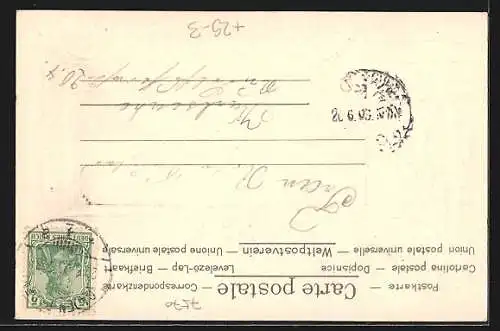 Passepartout-Lithographie Baden-Baden, Altes Schloss, Ritterhelm