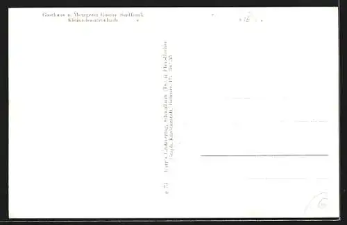 AK Kleinschwarzenbach, Totalansicht, Ortspartie mit Wohnhäusern, Gasthof und Metzgerei Saalfrank