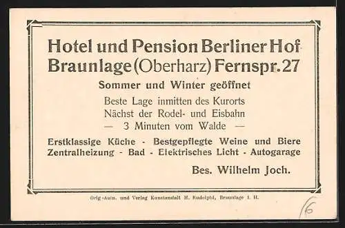 AK Braunlage / Oberharz, Hotel-Pension Berliner Hof