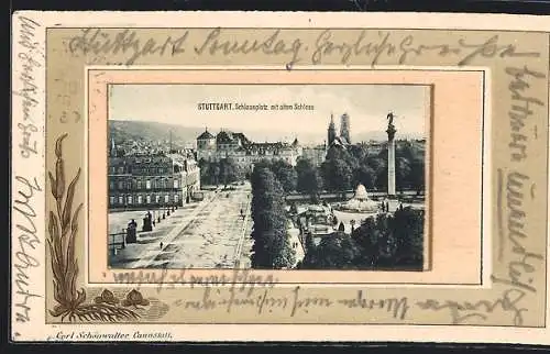 AK Stuttgart, Schlossplatz mit altem Schloss