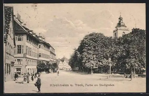 AK Kirchheim u. Teck, Strassenpartie am Stadtgraben