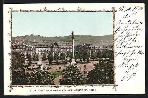 AK Stuttgart, Schlossplatz mit neuem Schloss