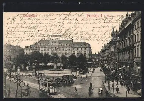 AK Frankfurt a. M., Strassenbahn auf dem Schillerplatz