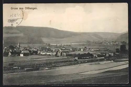 AK Ottbergen / Westfalen, Ortsansicht mit Bahnhof aus der Vogelschau