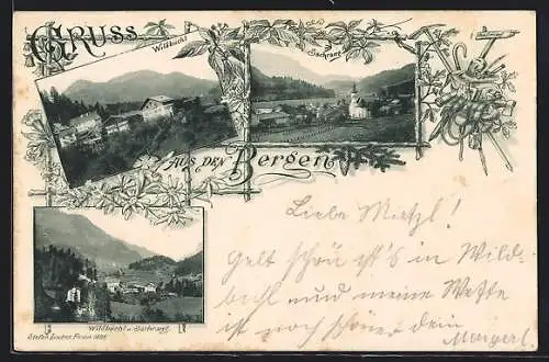 AK Sachrang, Ortsansicht mit Wildbüchl