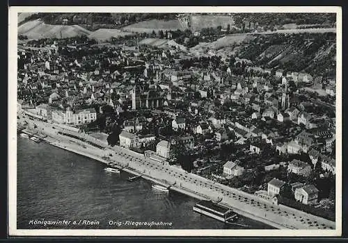 AK Königswinter a. Rhein, Stadtansicht vom Flugzeug aus