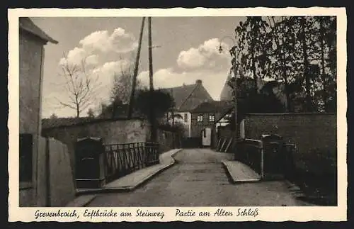 AK Grevenbroich, Erftbrücke am Steinweg, Partie am Alten Schloss